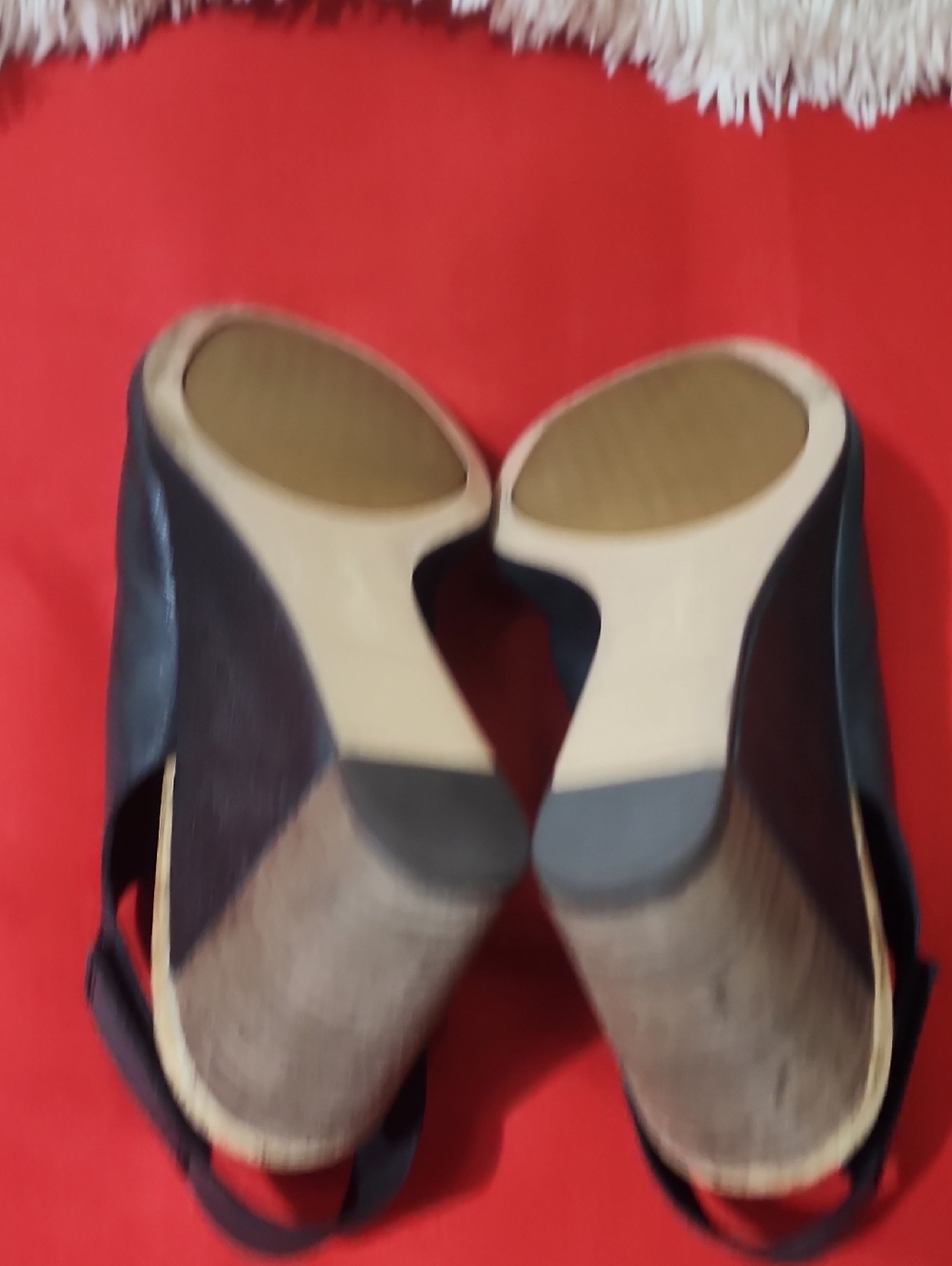 Clarks Cork Wedge Sandals Women Black Leather Peep Toe Ankle Strap - Picture 8 of 10